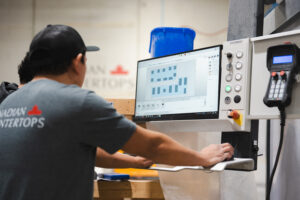 Stone countertop fabrication using CNC technology for countertops Kelowna by Canadian Countertops & Tile